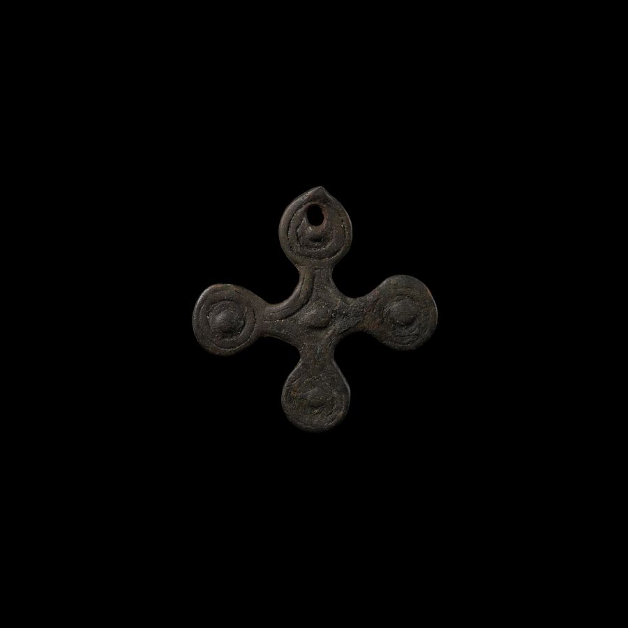 Viking Age Bronze Lobed Cross Pendant