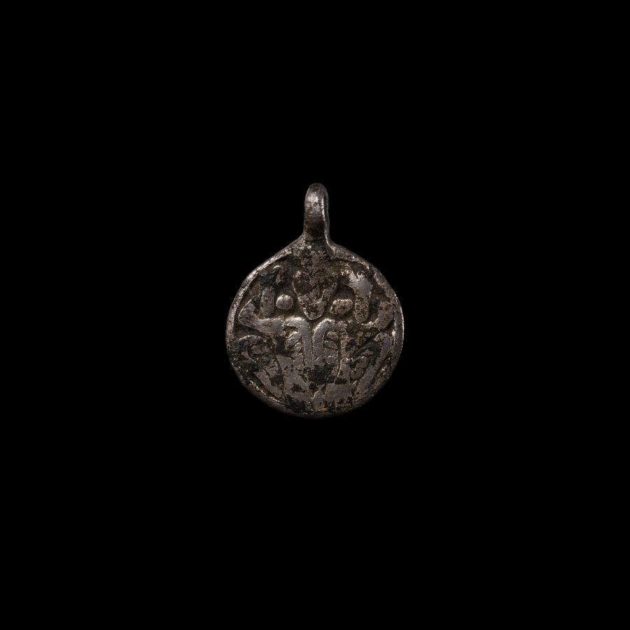 Viking Silver Mask and Ravens Pendant