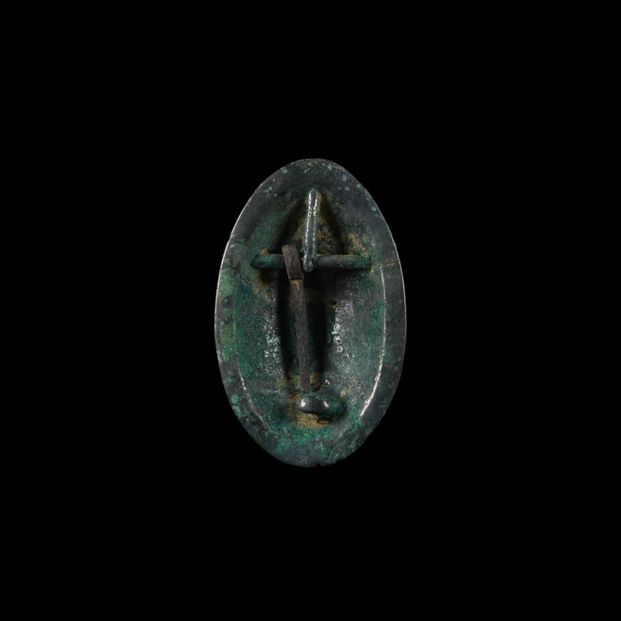 Viking Age Bronze Tortoise Brooch with Ravens