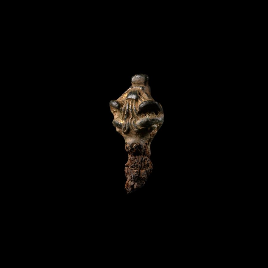 Viking Gilt Bronze Beast Head Finial