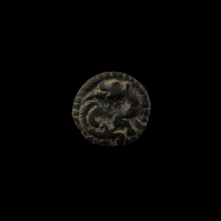 Viking Age Bronze Disc Brooch with Beast Facing Back