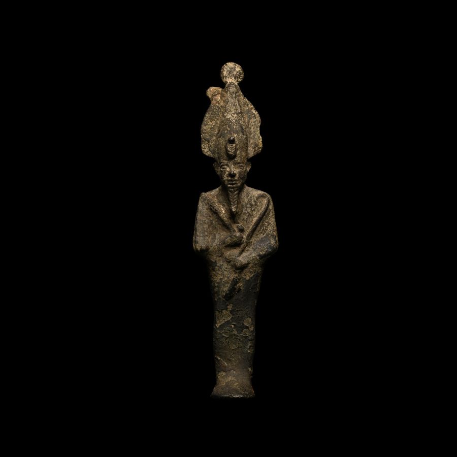 Egyptian Bronze Mummiform Osiris Statuette