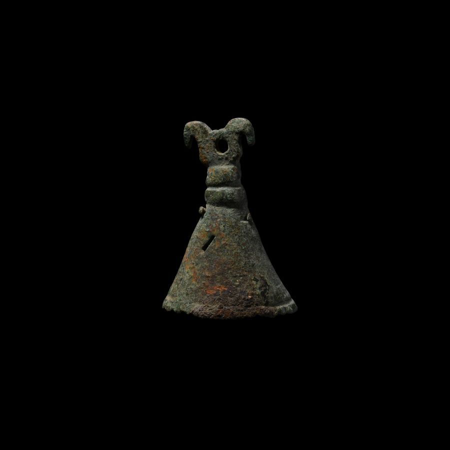 Viking Age Bronze Bell with Opposed Horse Heads