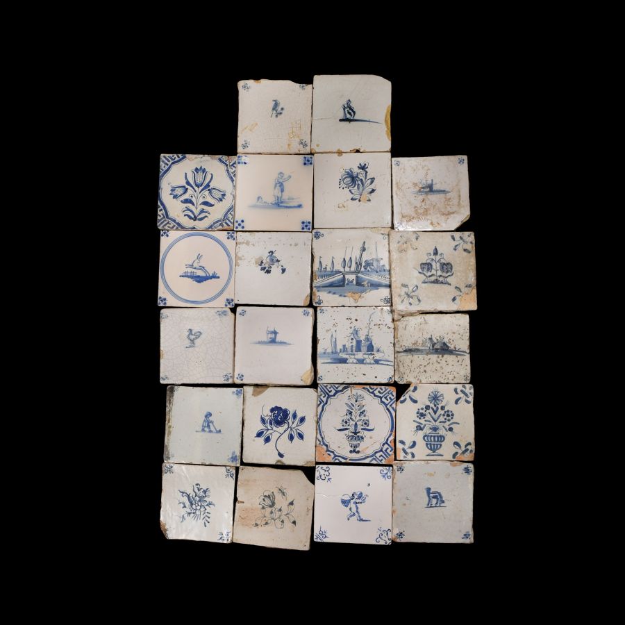 Post Medieval Dutch Glazed Ceramic Tile Group