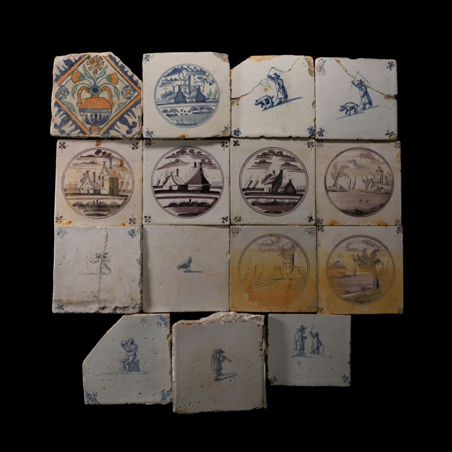 Post Medieval Dutch Glazed Ceramic Tile Group