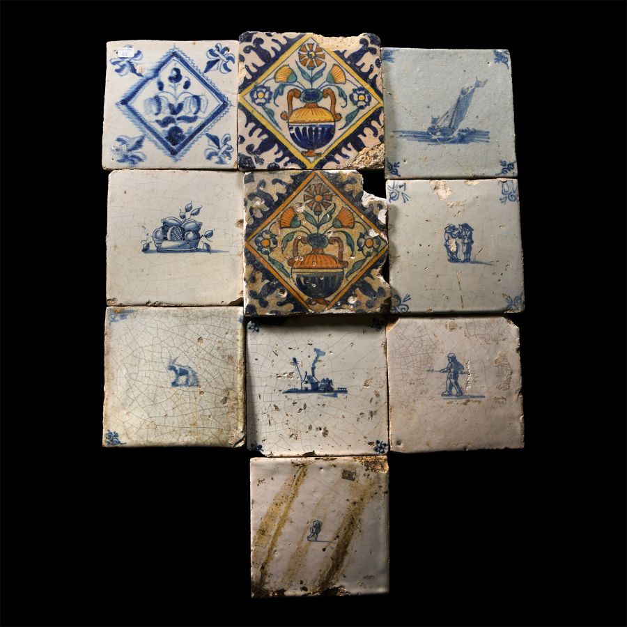 Post Medieval Dutch Glazed Ceramic Tile Group