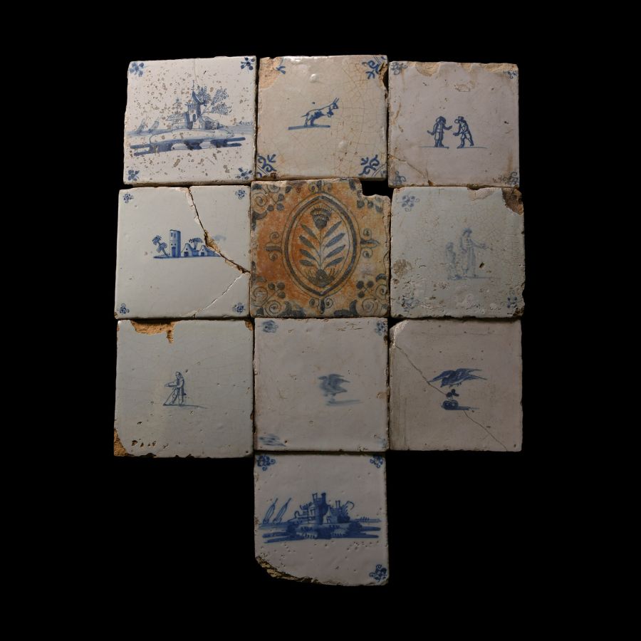 Post Medieval Dutch Glazed Ceramic Tile Group