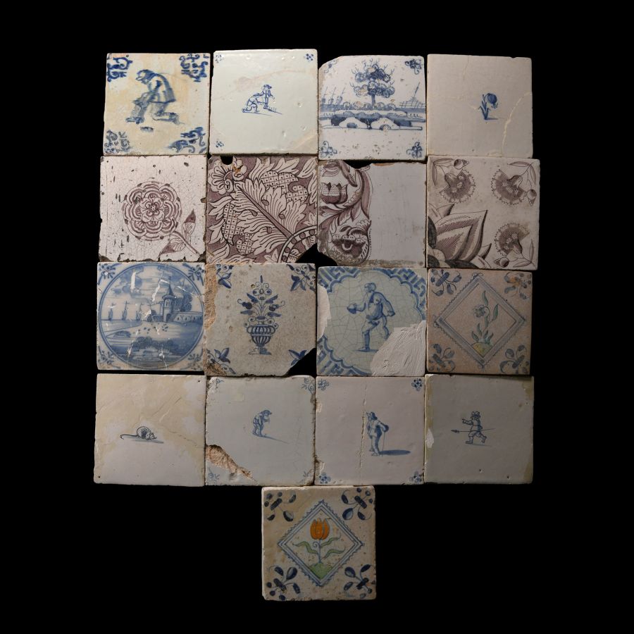 Post Medieval Dutch Glazed Ceramic Tile Group