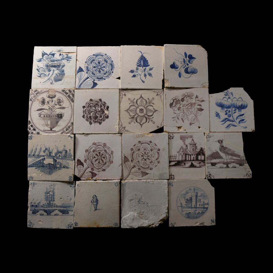 Post Medieval Dutch Glazed Ceramic Tile Group