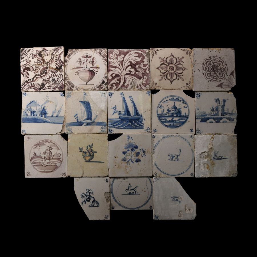 Post Medieval Dutch Glazed Ceramic Tile Group
