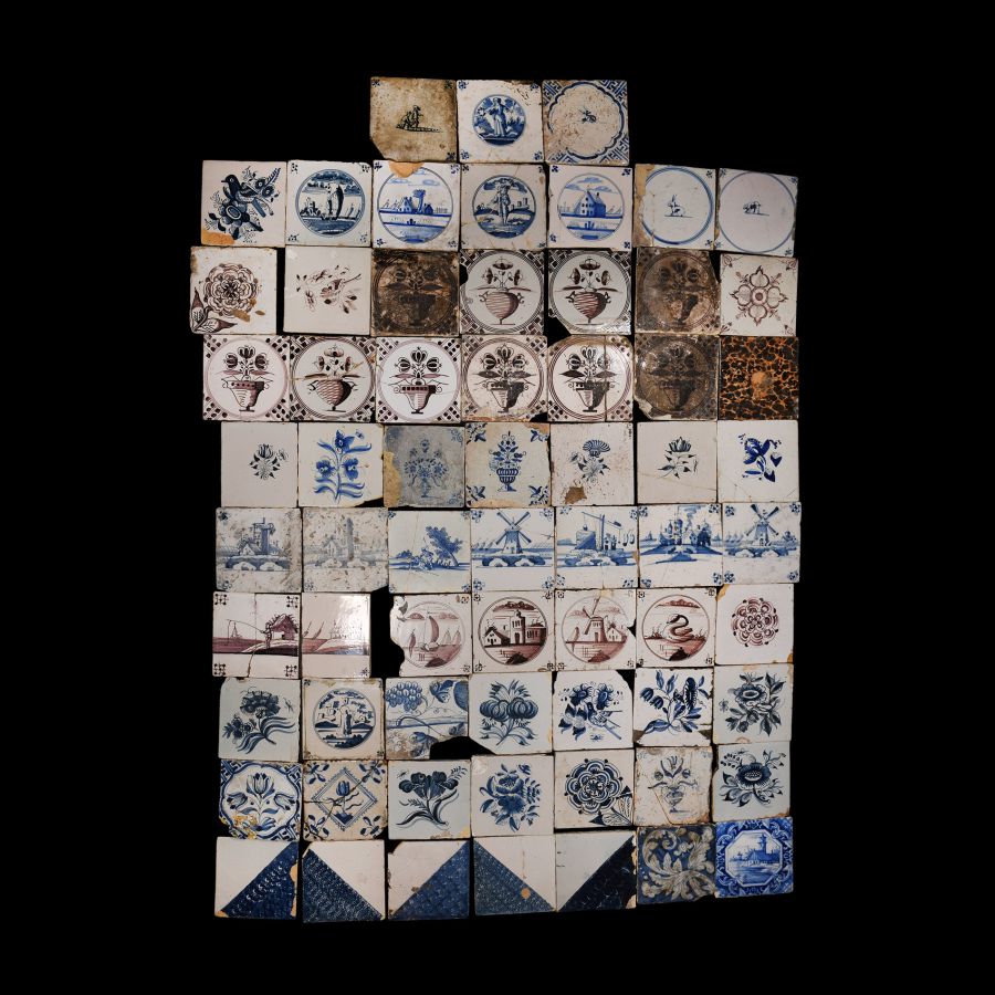 Post Medieval Dutch Glazed Ceramic Tile Group