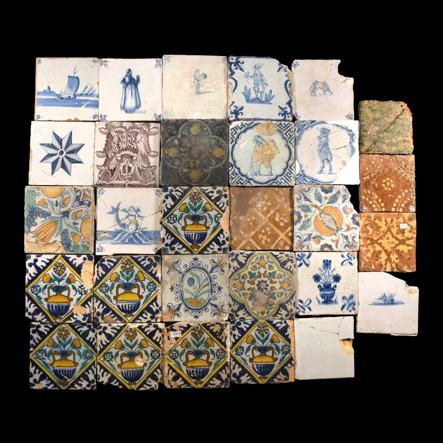 Post Medieval Dutch Glazed Ceramic and Other Tile Group