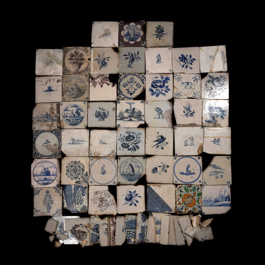 Post Medieval Dutch Glazed Ceramic Tile Group