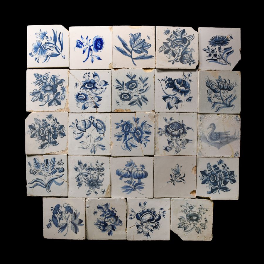 Post Medieval Dutch Glazed Ceramic Tile Group
