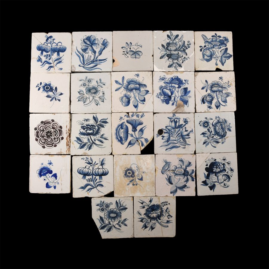 Post Medieval Dutch Glazed Ceramic Tile Group