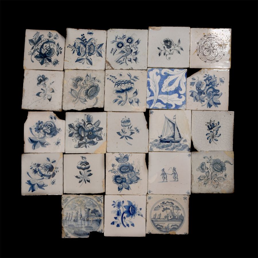Post Medieval Dutch Glazed Ceramic Tile Group