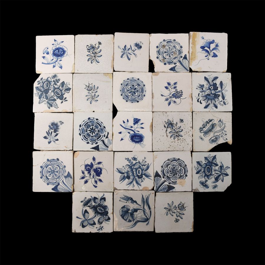 Post Medieval Dutch Glazed Ceramic Tile Group