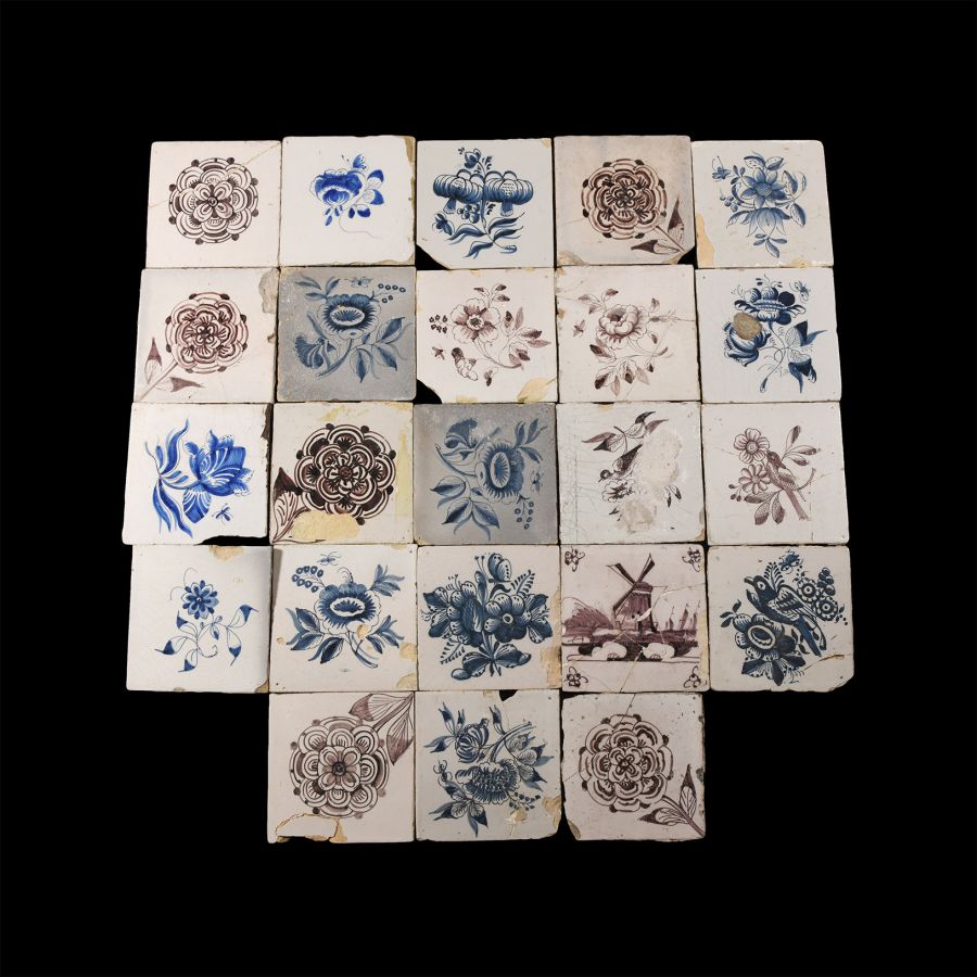 Post Medieval Dutch Glazed Ceramic Tile Group
