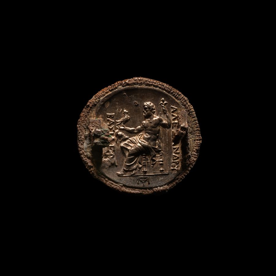 Greek Gold-Foiled Alexander the Great Coin Brooch