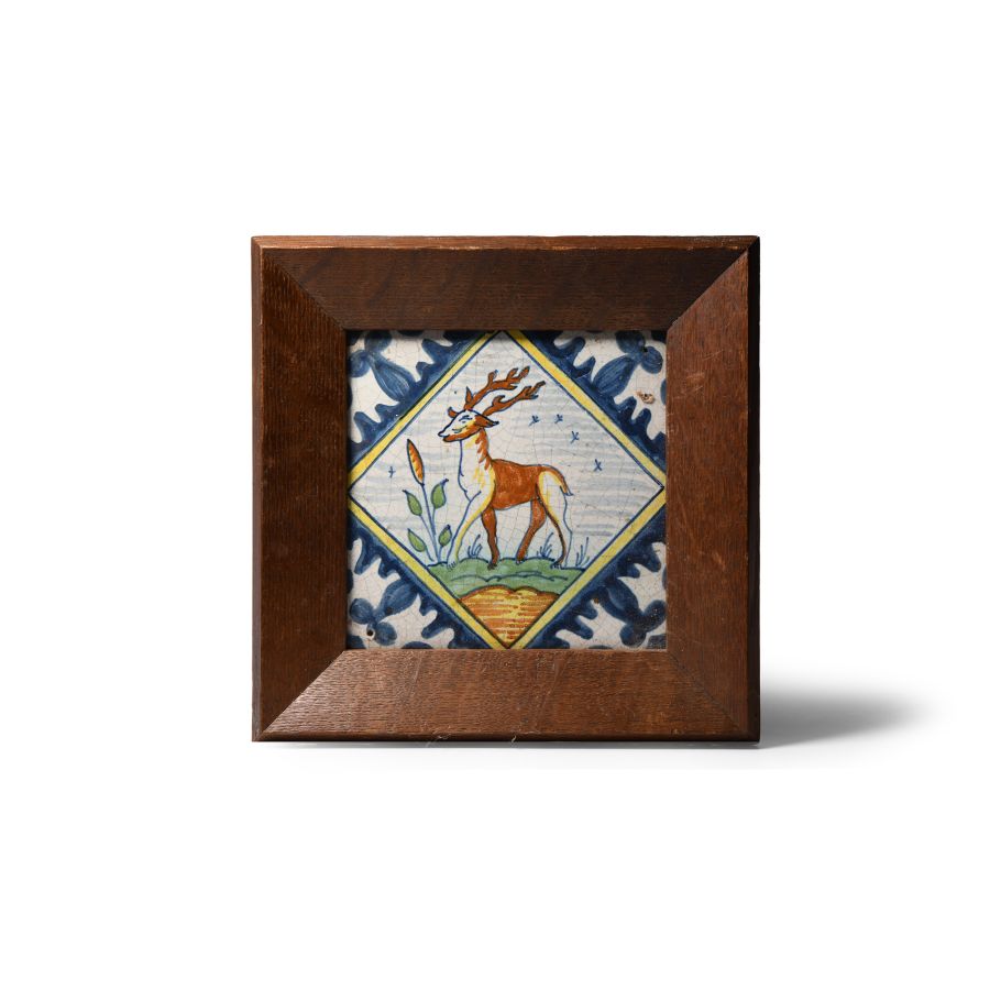 Post Medieval Dutch Ceramic Tile with Stag