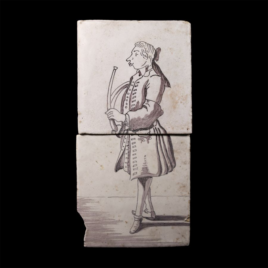 Post Medieval Dutch Ceramic Tiles with Man