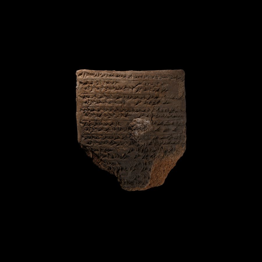 Akkadian Clay Cuneiform Tablet Fragment with Literary Text