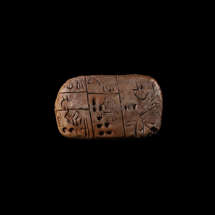 Uruk Clay Pictographic Tablet with Economic Text Relating to Farm Produce