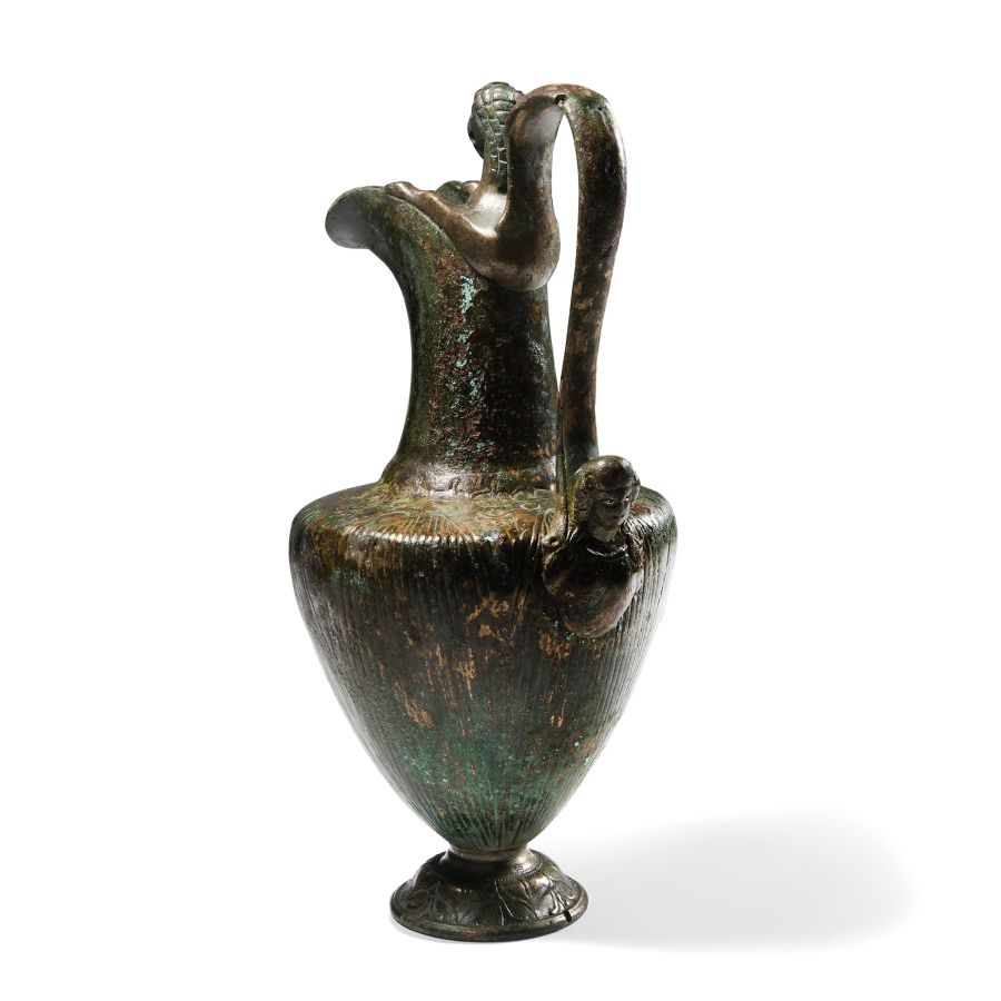 Roman Bronze Oinochoe with Lion Protome