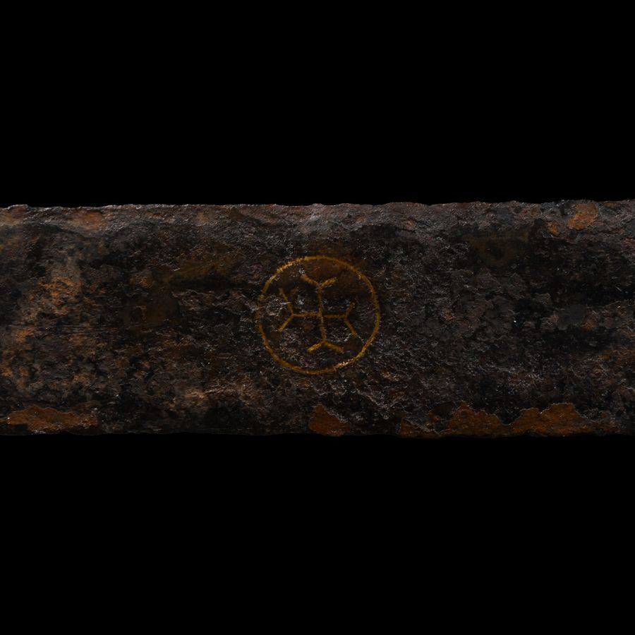 Medieval Iron Schiavonesca Type Sword with Latten Inlaid Crosses