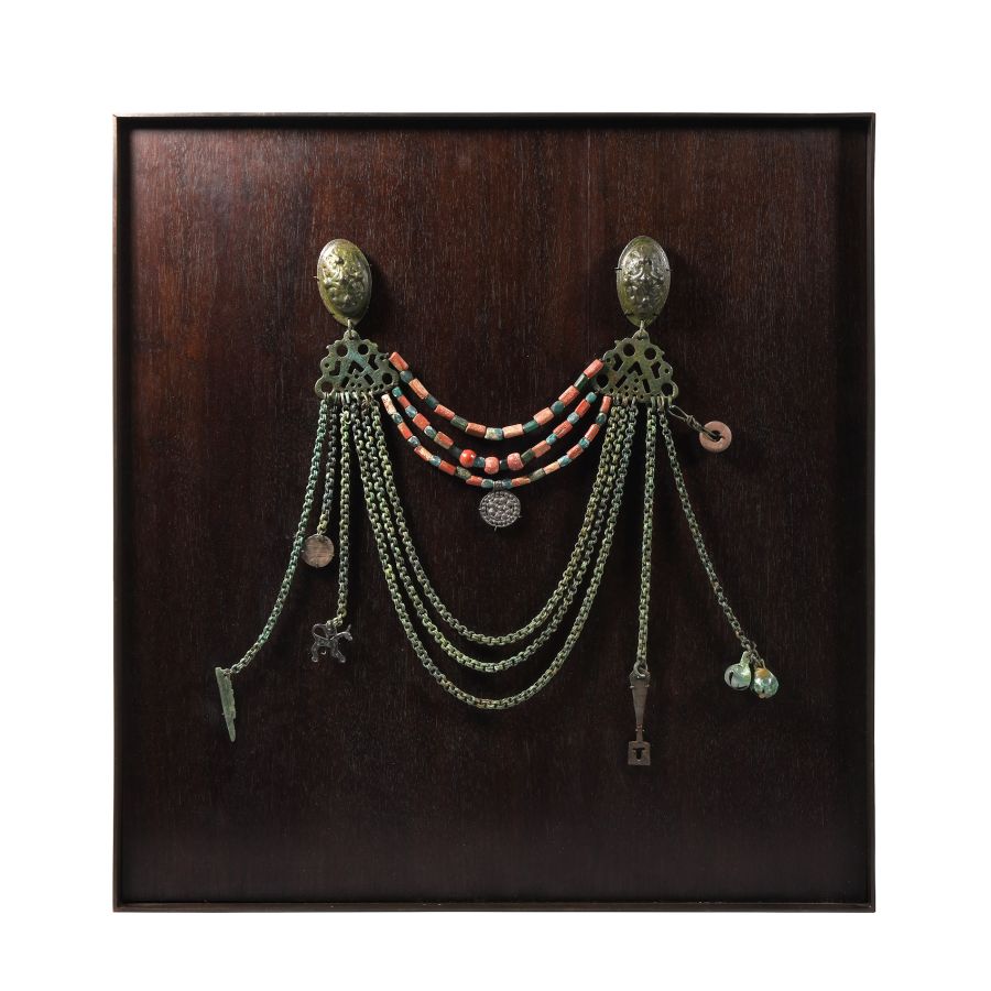 Viking Bronze Tortoise Brooch Necklace Set with Pendants