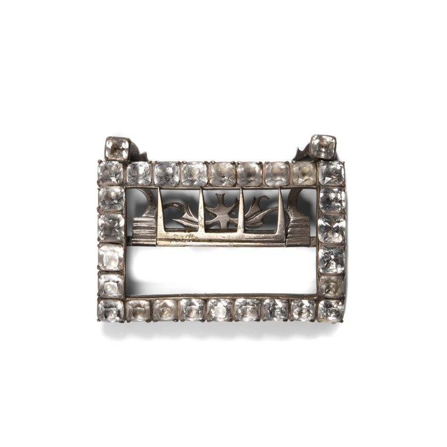 Georgian Jewelled White Metal Shoe Buckle