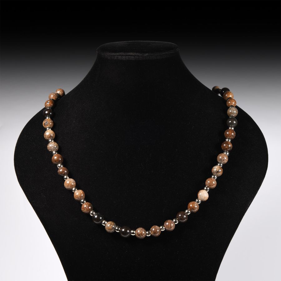 Natural History - Plesiosaur Fossil Bone Bead Necklace String