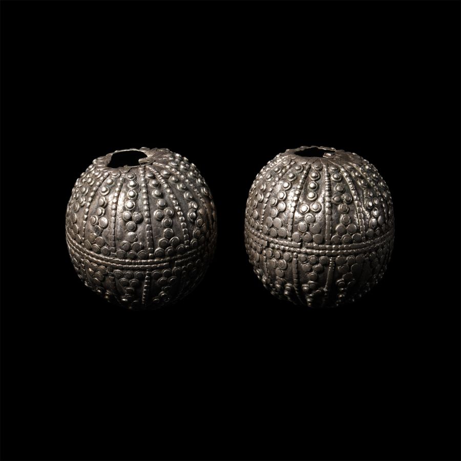 Large Post Medieval Silver Bead Pair