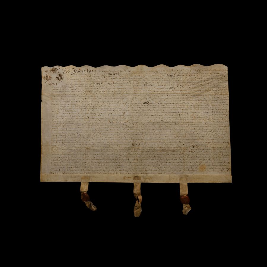 Charles II Period Vellum Indenture with Seals