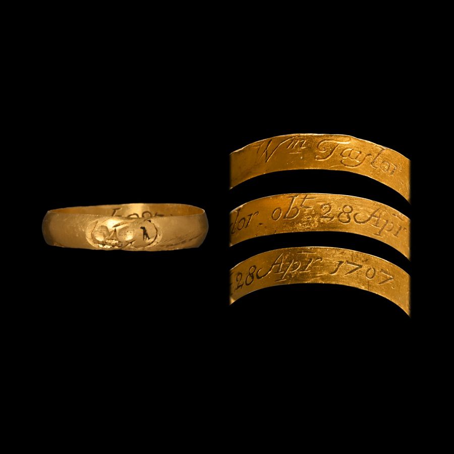 Post Medieval Gold Memento Mori Skull Ring for William Taylor