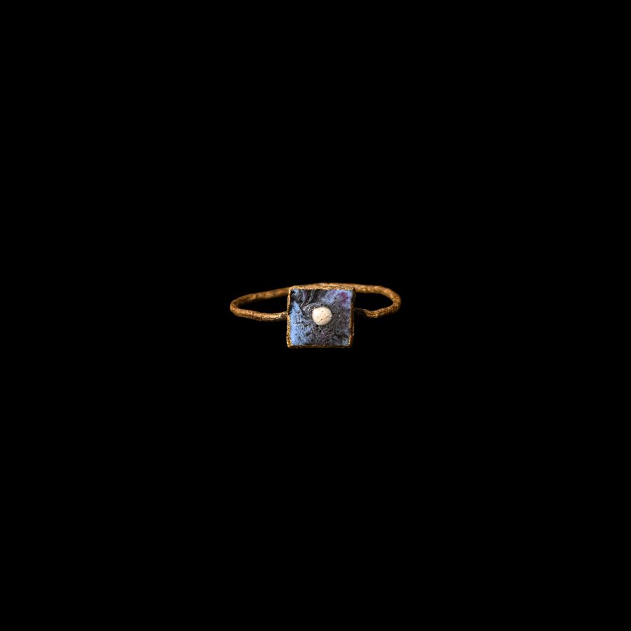 Medieval 'Thames' Bronze Ring with Blue Setting