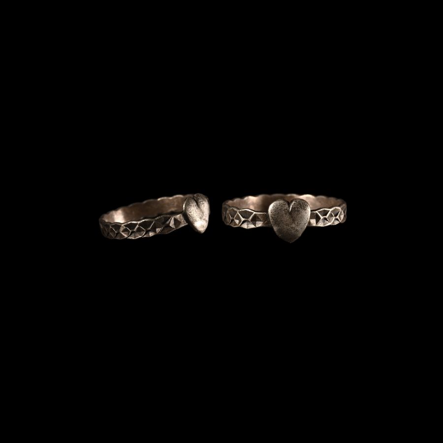 Post Medieval Silver Love Ring with Heart