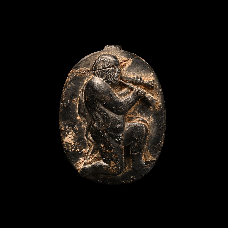 Roman Style Bone Cameo of Silenus
