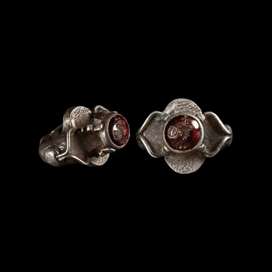 Sassanian Style Silver Ring with Gemstone