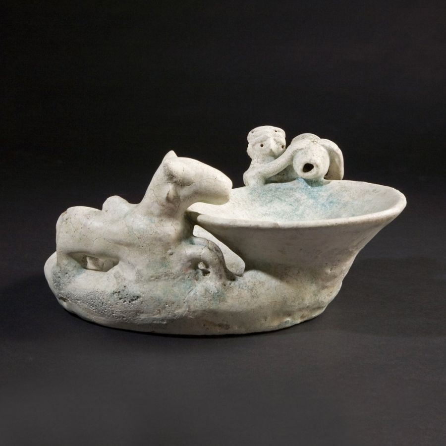 Central Asian Ziwiye Turquoise Blue Frit Offering Vessel