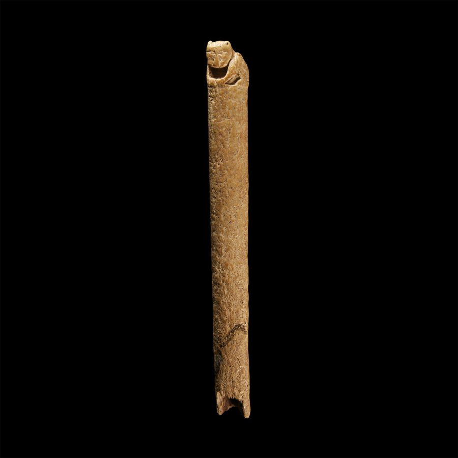 Fatimid Bone Knife Handle with Seated Lion