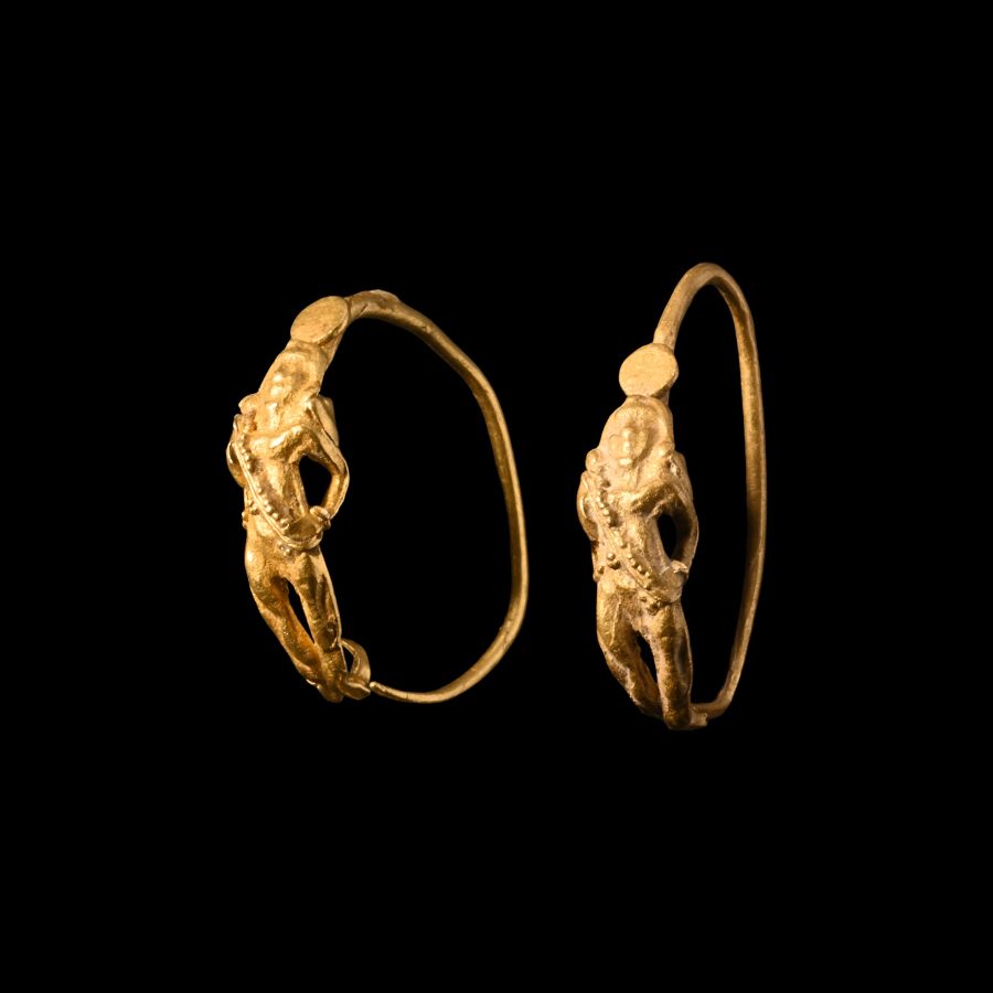 Greek Gold Eros Earrings