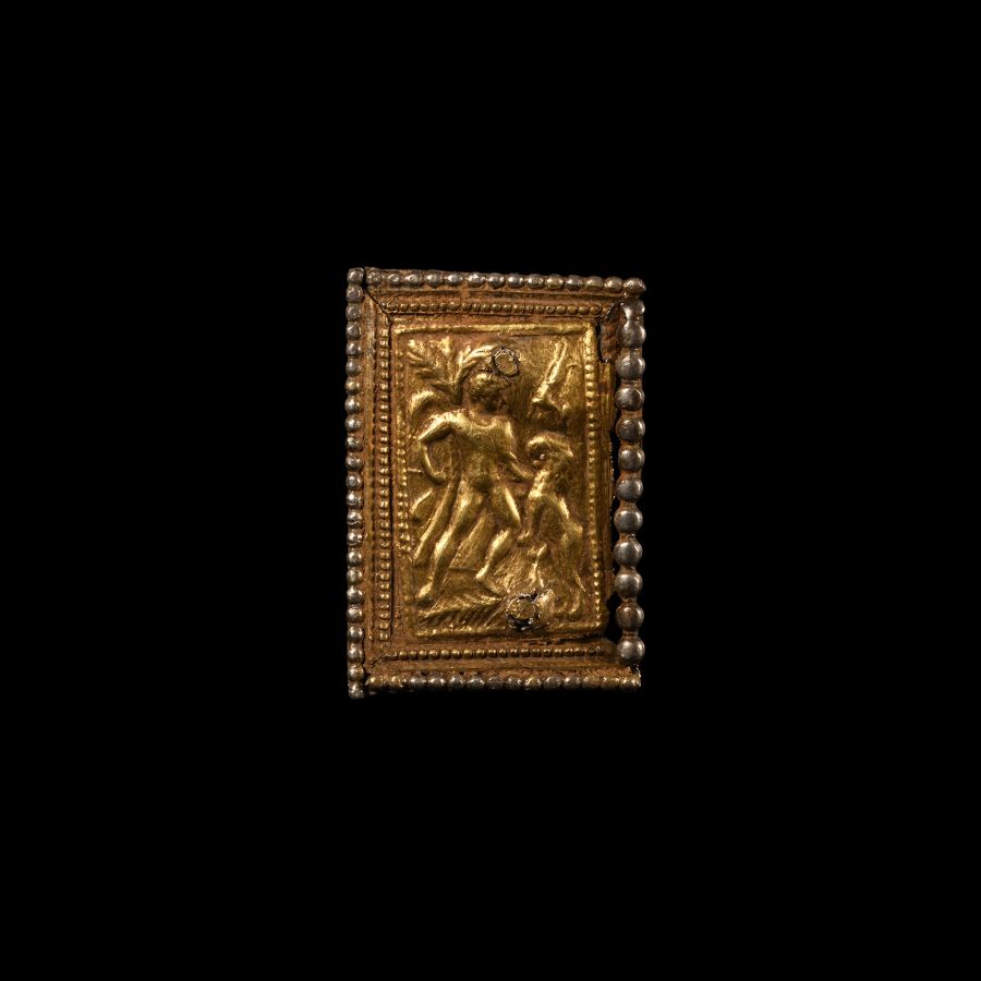 Roman Silver-Gilt Military Belt Plate with Hercules Killing the Nemean Lion