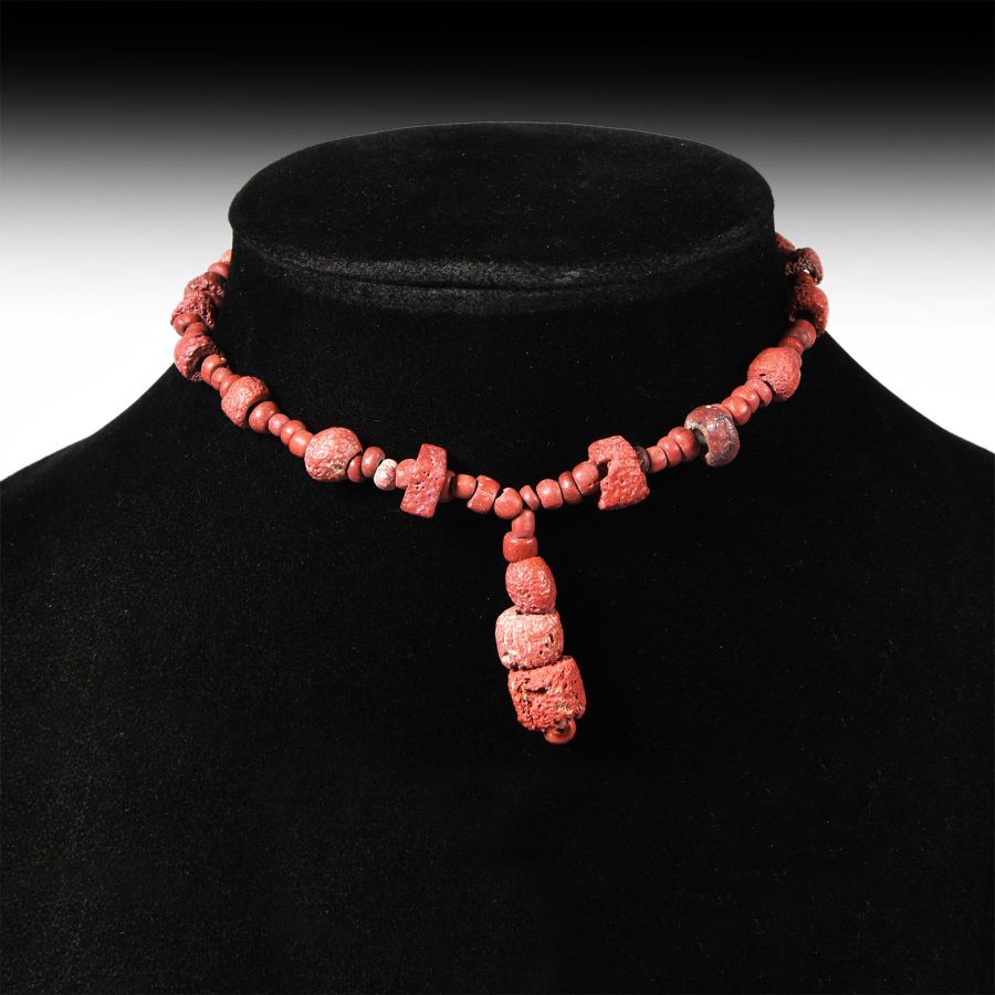Western Asiatic Deep Red Glass Bead Necklace