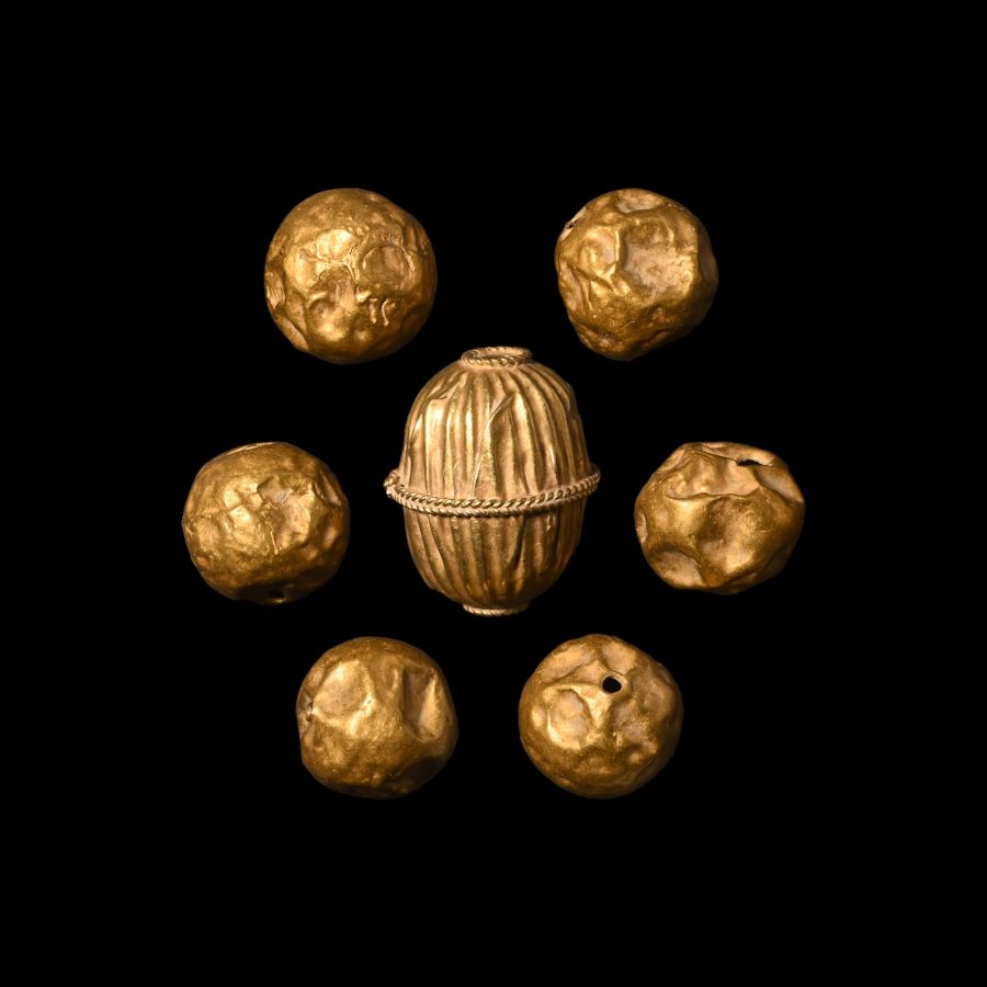 Hellenistic Large Gold Beads with Decoration