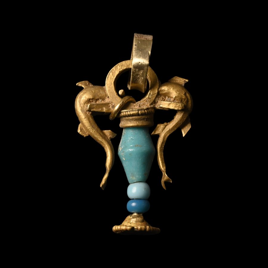 Greek Gold Dolphin Amphora Pendant