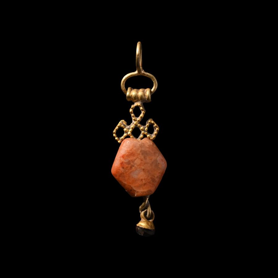 Western Asiatic Gold and Bead Pendant