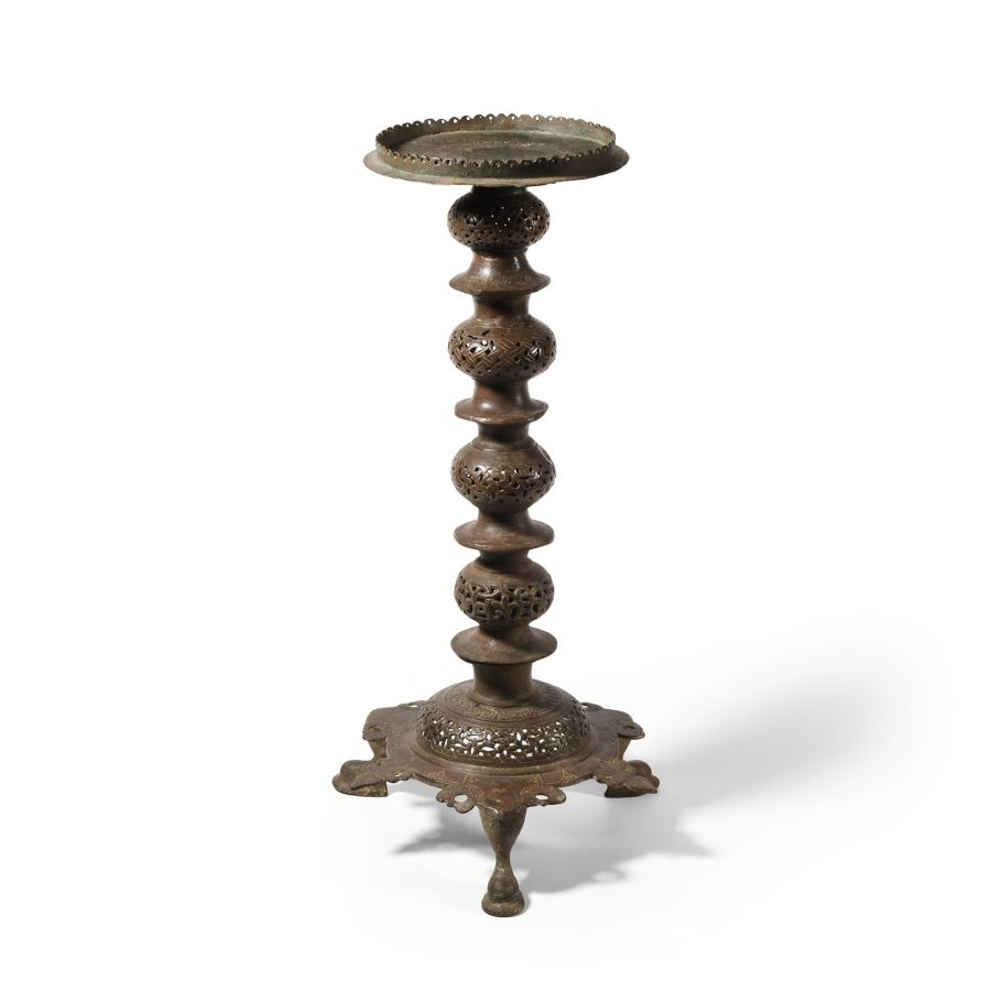 Western Asiatic Bronze Openwork Lamp Stand