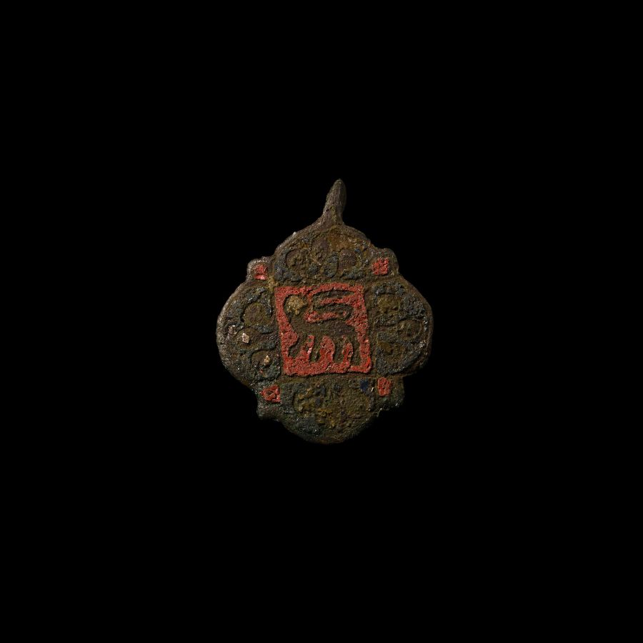 Medieval Bronze Knight's Heraldic Horse Harness Pendant with Royal Lion