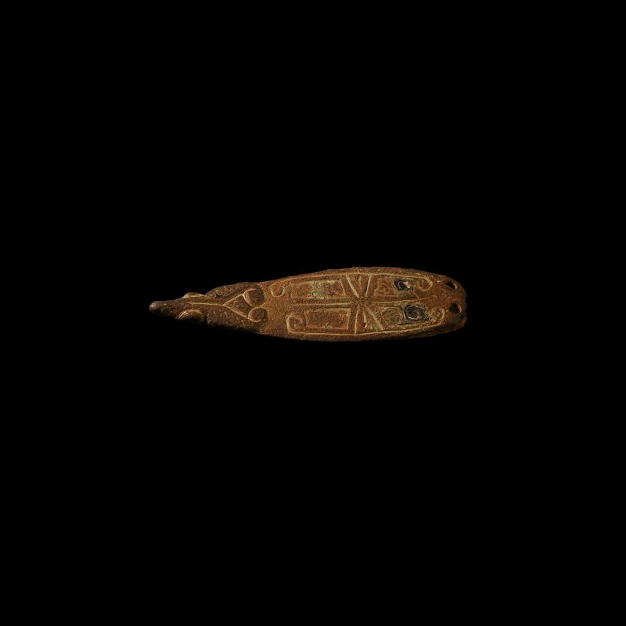 Large Anglo-Saxon Bronze Zoomorphic Strap End